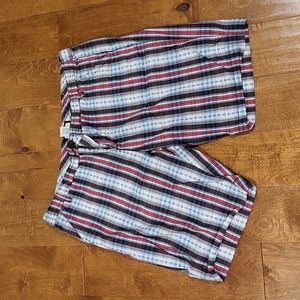 Women's Maurices Casual White with Red, Brown and Tealish Stripes Size 16,Shorts